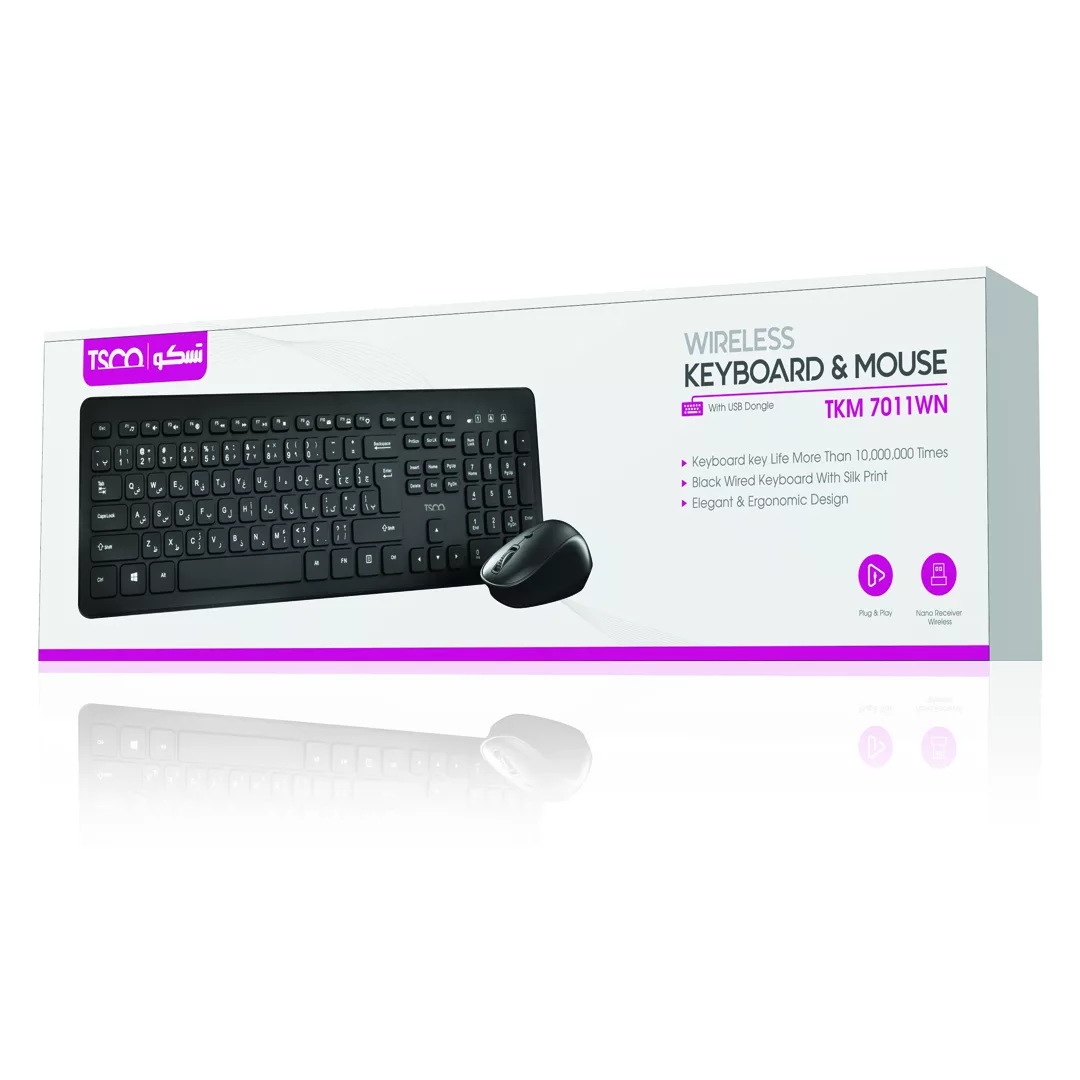 کیبورد و ماوس بی سیم تسکو مدل TKM 7011WN سوئیچ ممبران، Full-Size