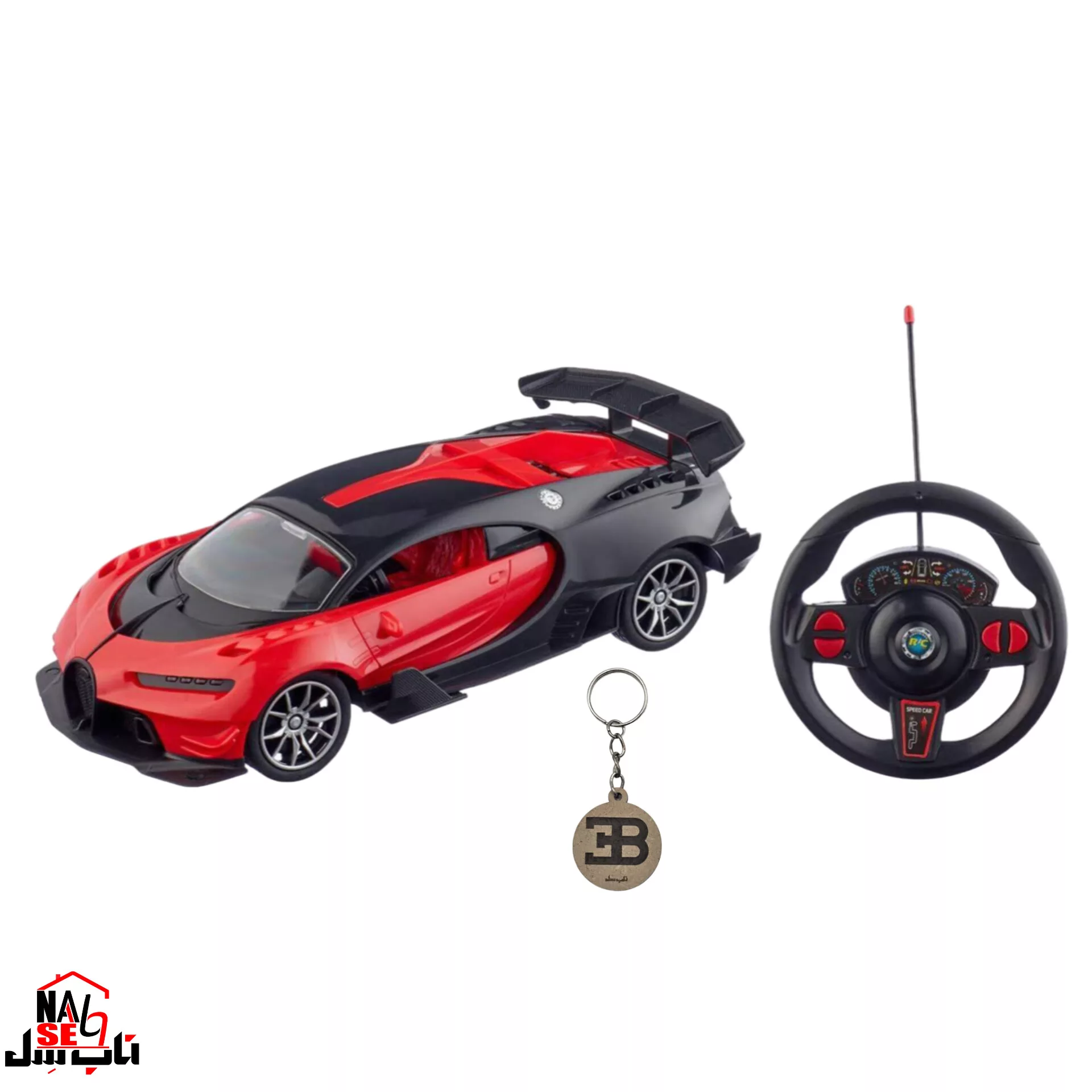ماشین بازی کنترلی ناب سل مدل بوگاتی شارژی به همراه جاسوییچی