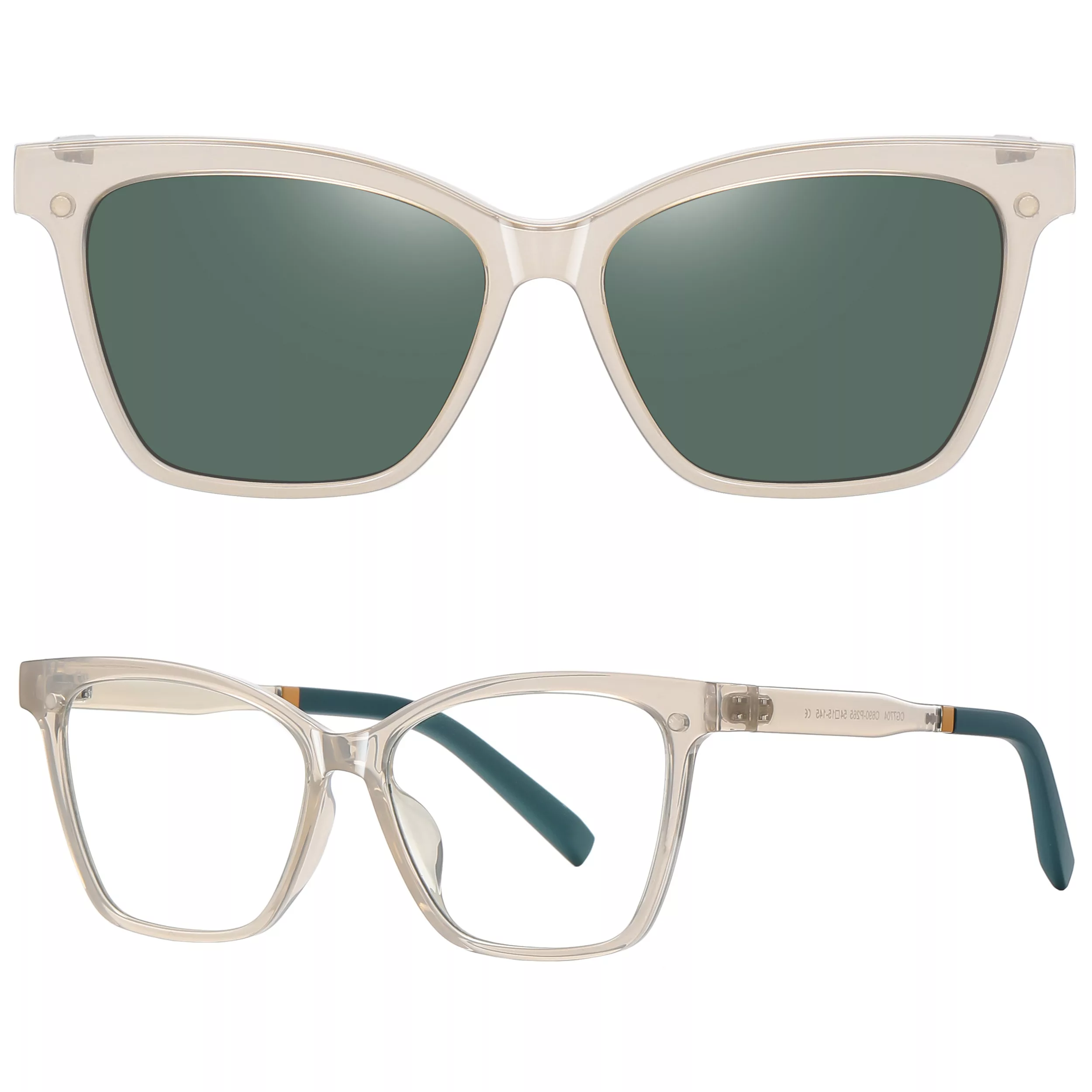 فریم عینک طبی مدل CG7704C690-P265 Polarized Double Switch به همراه کاور آفتابی