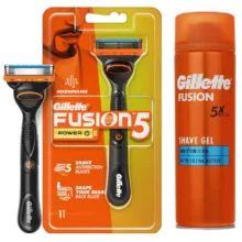 خود تراش ژیلت مدل FUSION 5 POWER به همراه ژل اصلاح ژیلت مدل MOISTURISING حجم 200 میلی لیتر