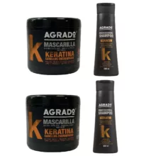 ماسک مو آگرادو مدل K01 حجم 500 میلی لیتر بسته دو عددی به همراه شامپو مو مدل K01 حجم 400 میلی لیتر بسته 2 عددی