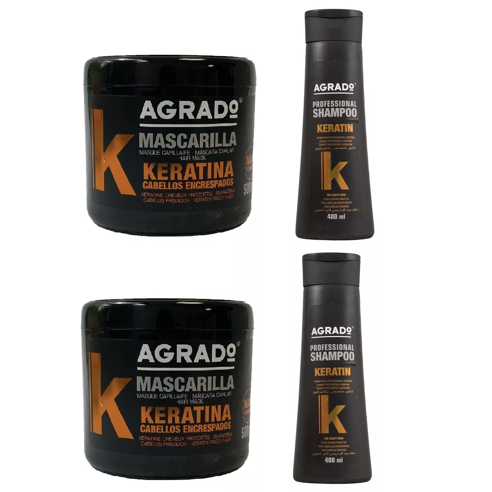 ماسک مو آگرادو مدل K01 حجم 500 میلی لیتر بسته دو عددی به همراه شامپو مو مدل K01 حجم 400 میلی لیتر بسته 2 عددی