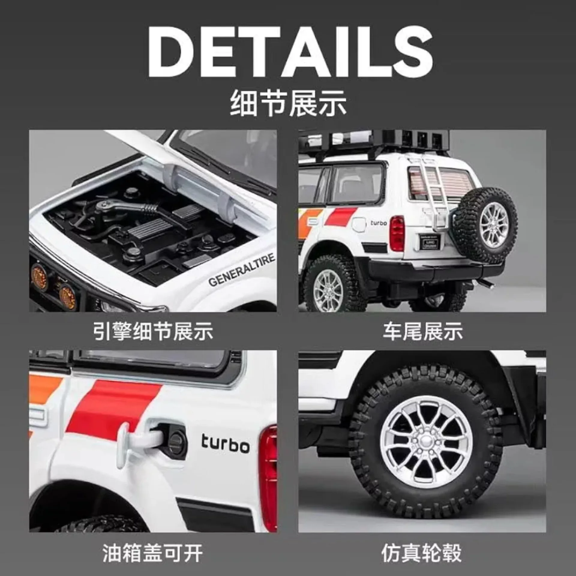 ماکت ماشین ناب سل مدل تویوتا لندکروزر آفرود Toyota Land Cruiser LC80 کد W100 به همراه جاسوییچی