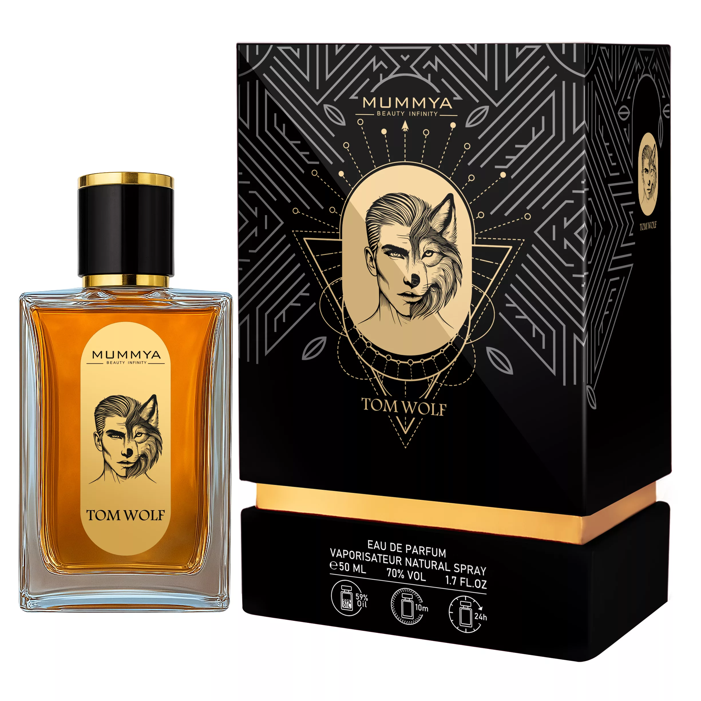 ادو پرفیوم مردانه مومیا مدل تام ولف کهربا با رایحه تلخ و گرم حجم 50 میلی لیتر