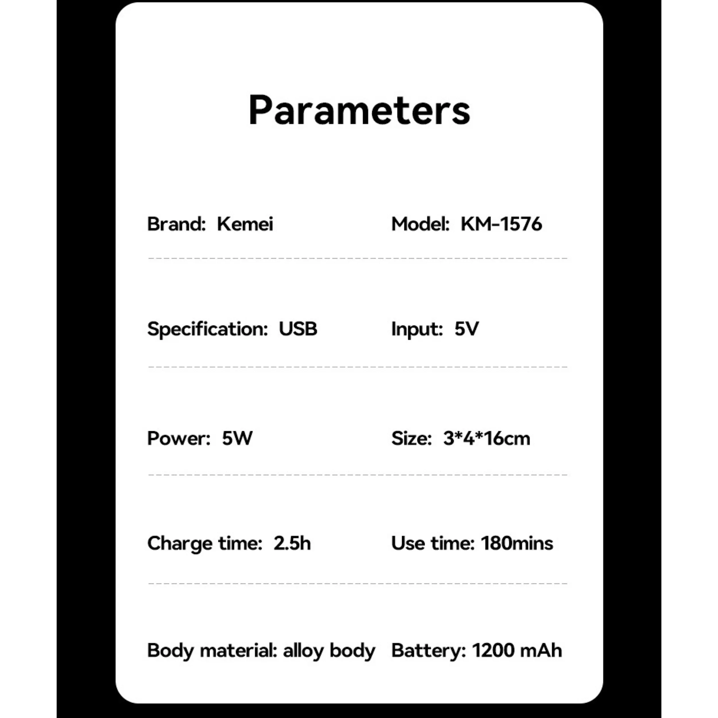 ماشین اصلاح موی سر و صورت شارژی کیمی مدل km-1576