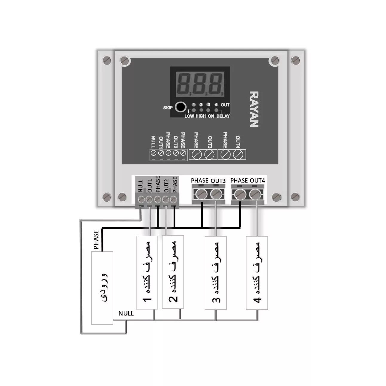 محافظ ولتاژ رایان مدل 2X30A_2X16A_20240W