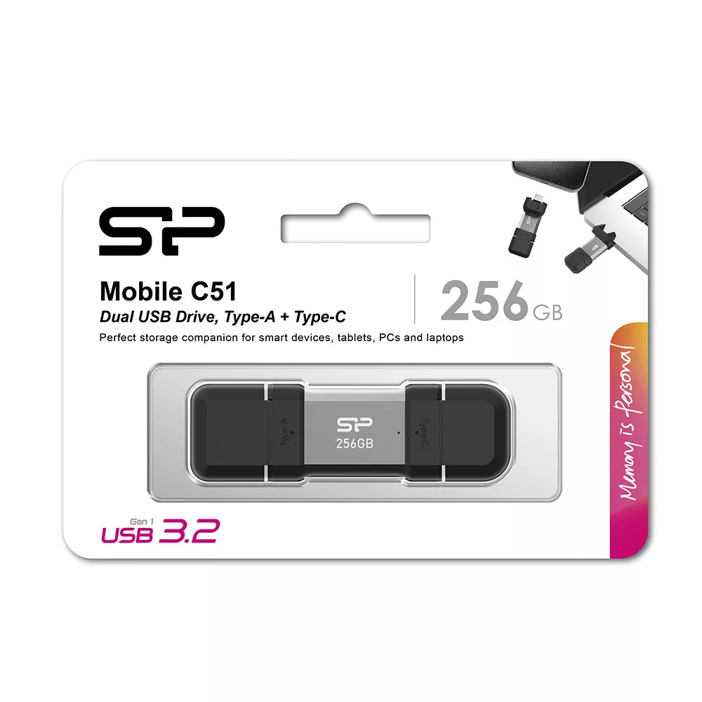 فلش مموری USB 3.2 سیلیکون پاور مدل C51 ظرفیت 256 گیگابایت