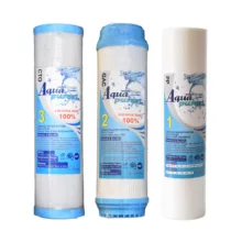 فیلتر دستگاه تصفیه آب آکوا پیورست مدل FL-03 مجموعه 3 عددی به همراه هوزینگ دستگاه تصفیه کننده آب مدل 10INCH مجموعه 3 عددی