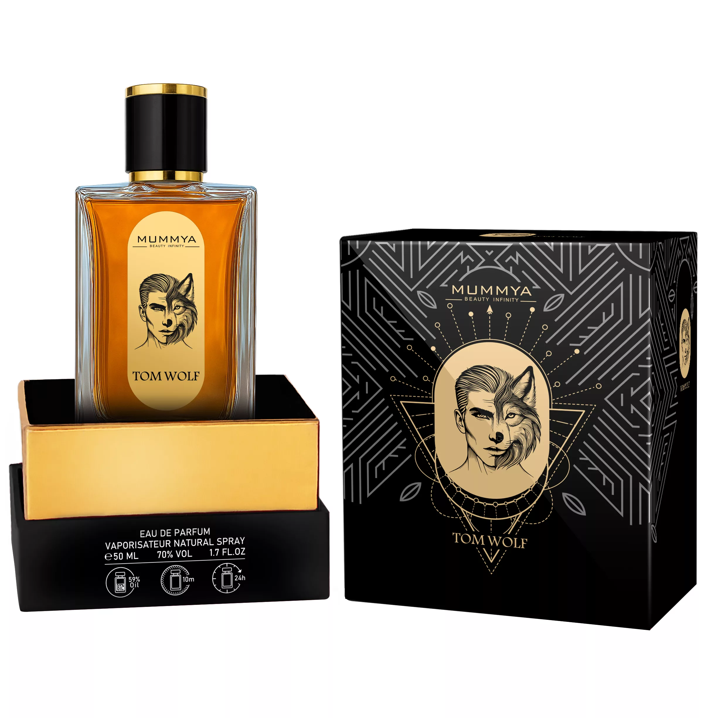 ادو پرفیوم مردانه مومیا مدل تام ولف کهربا با رایحه تلخ و گرم حجم 50 میلی لیتر