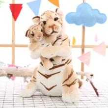 عروسک طرح ببر مدل بچه بغل کد JI110 ارتفاع 40 سانتیمتر مجموعه دو عددی