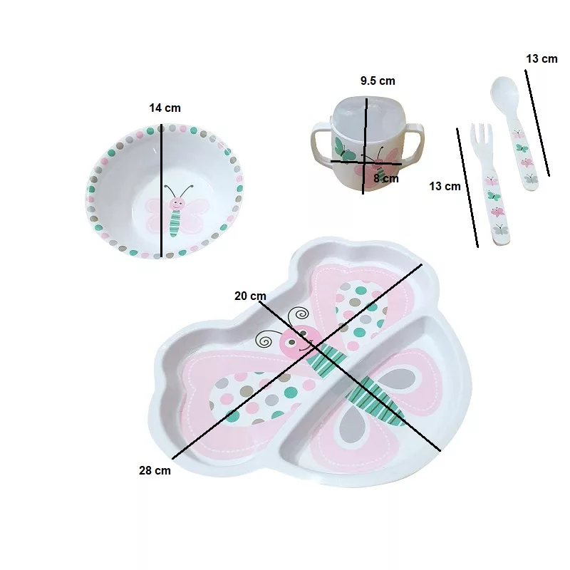ظرف غذا کودک طرح پروانه مجموعه 5 عددی