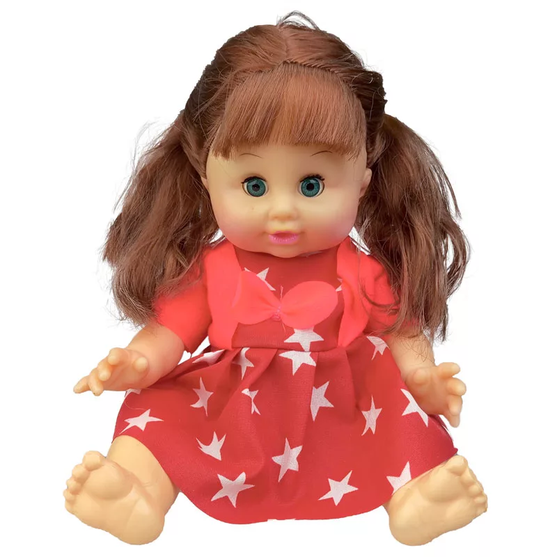 ست هدیه عروسک مدل موزیکال Lovely Baby طرح کالسکه دار کد APT180 ارتفاع 33 سانتی متر مجموعه 9 عددی