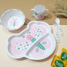 ظرف غذا کودک طرح پروانه مجموعه 5 عددی