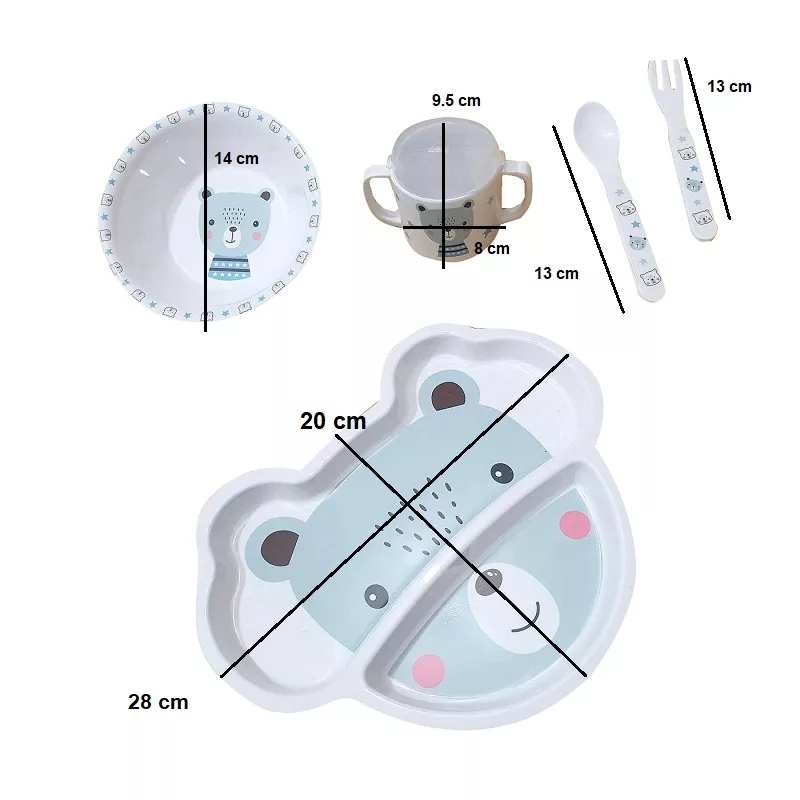 ظرف غذا کودک طرح خرس مجموعه 5 عددی