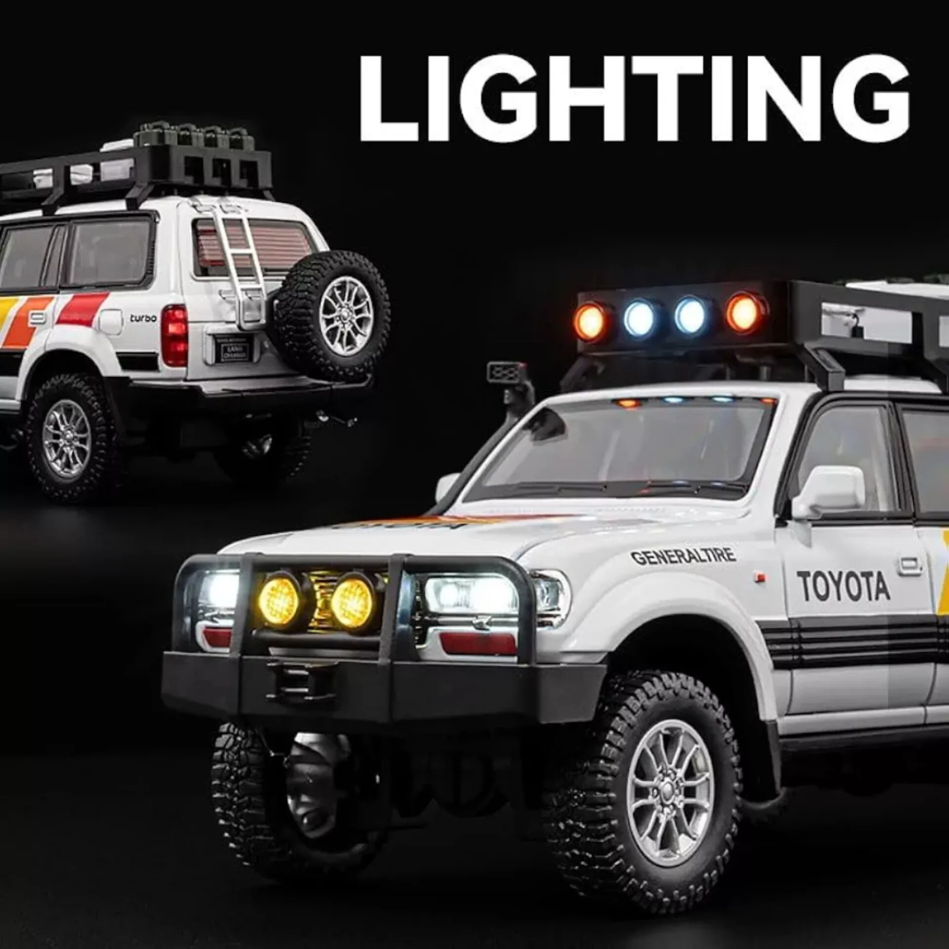 ماکت ماشین ناب سل مدل تویوتا لندکروزر آفرود Toyota Land Cruiser LC80 کد W100 به همراه جاسوییچی