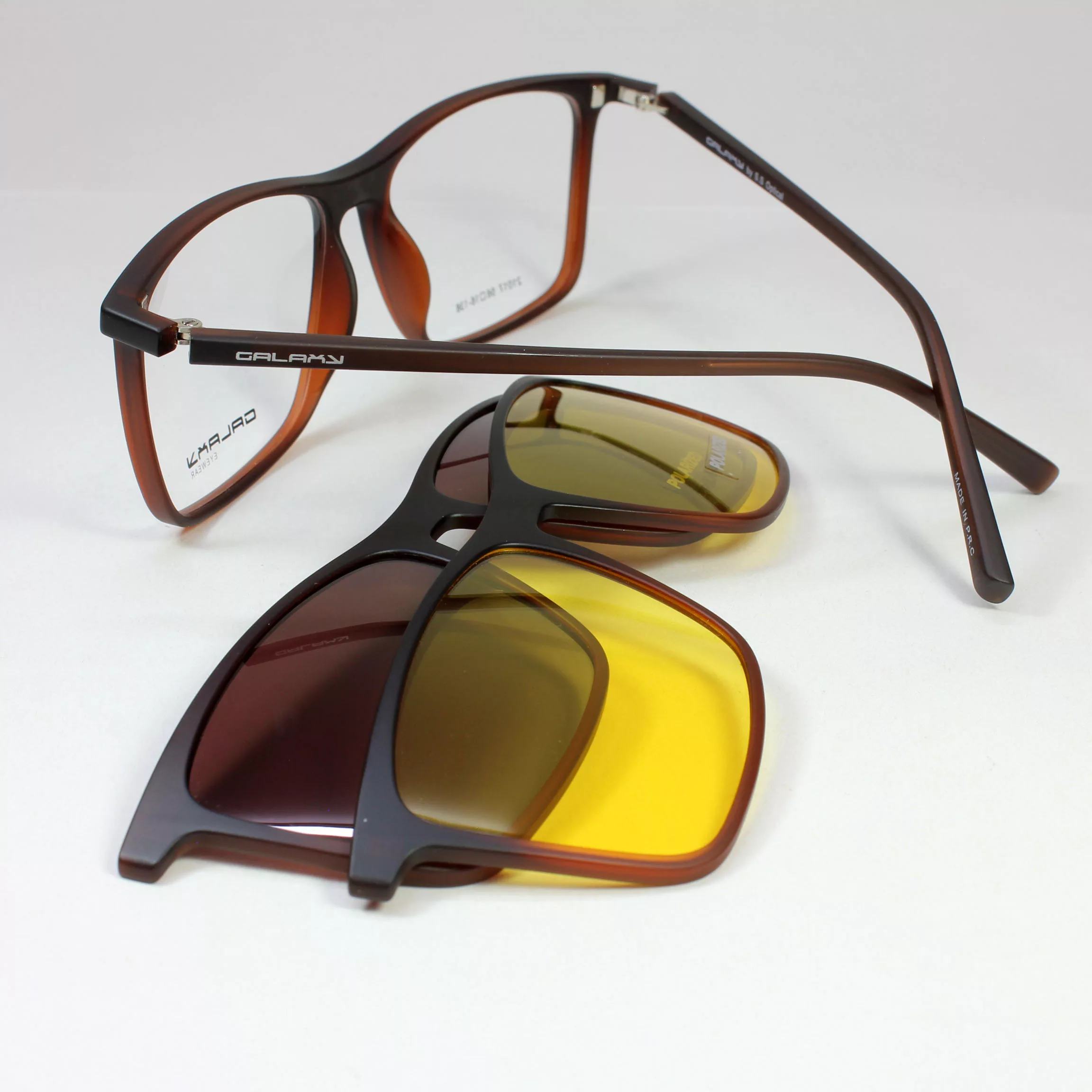 فریم عینک طبی گلکسی مدل 21017 به همراه کاور آفتابی بسته 2 عددی