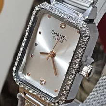 ساعت مچی عقربه ای زنانه مدل دور نگین حصیری کد 01