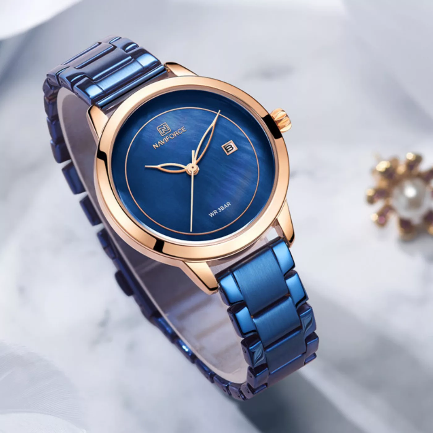 ساعت مچی عقربه ای زنانه نیوی فورس مدل NF5008L - SO-RZ