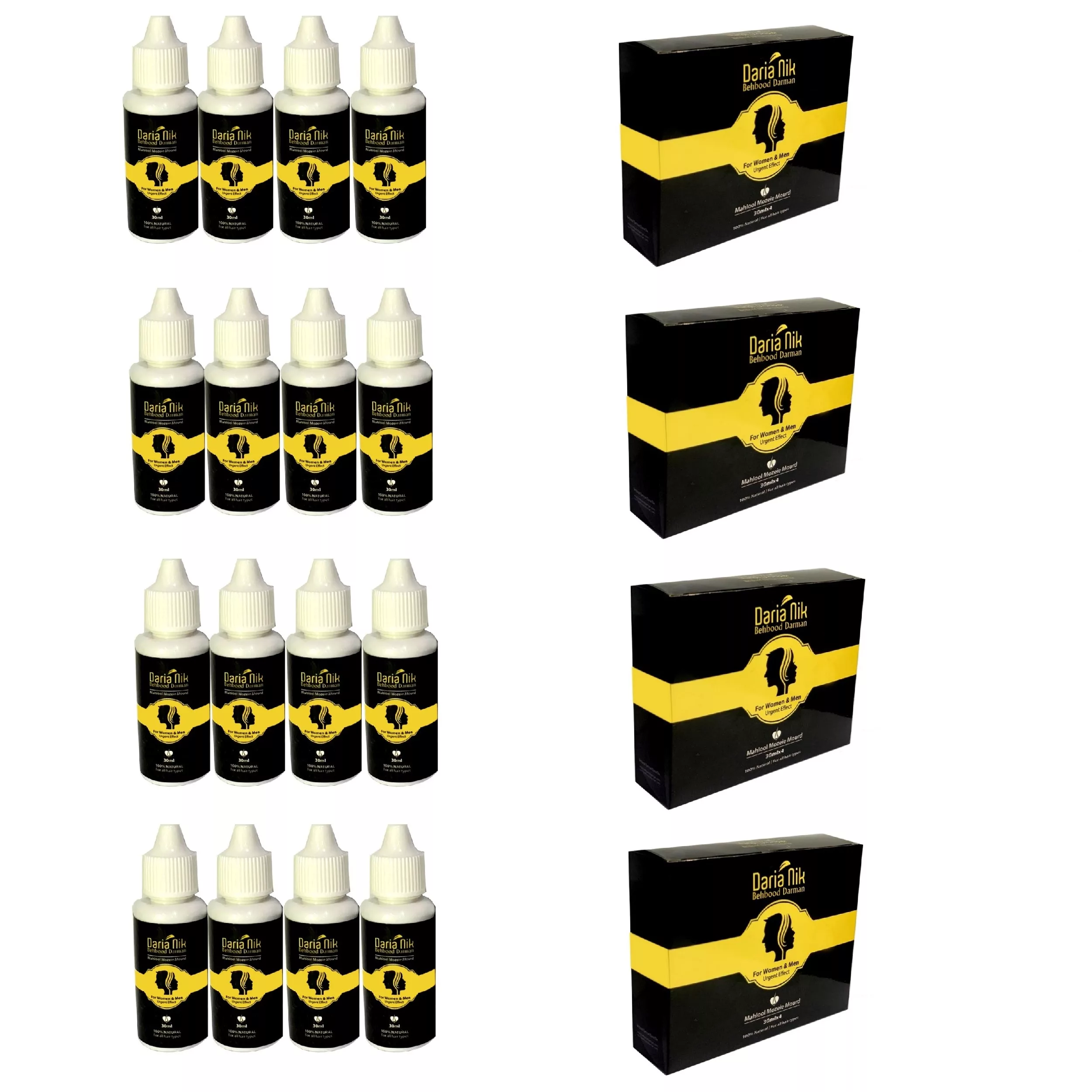 محلول ضد ریزش و رفع سفیدی مو و ابرو بهبود درمان داریا نیک مدل Mourd حجم 30 میلی لیتر مجموعه 4 عددی