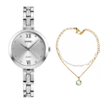 ساعت مچی عقربه‌ای زنانه اسکمی مدل 1225SI-Verganti به همراه دستبند