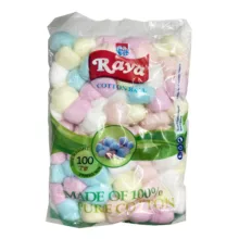 پنبه بهداشتی رایا مدل توپی رنگی مجموعه 30 عددی
