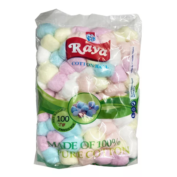پنبه بهداشتی رایا مدل توپی رنگی مجموعه 30 عددی