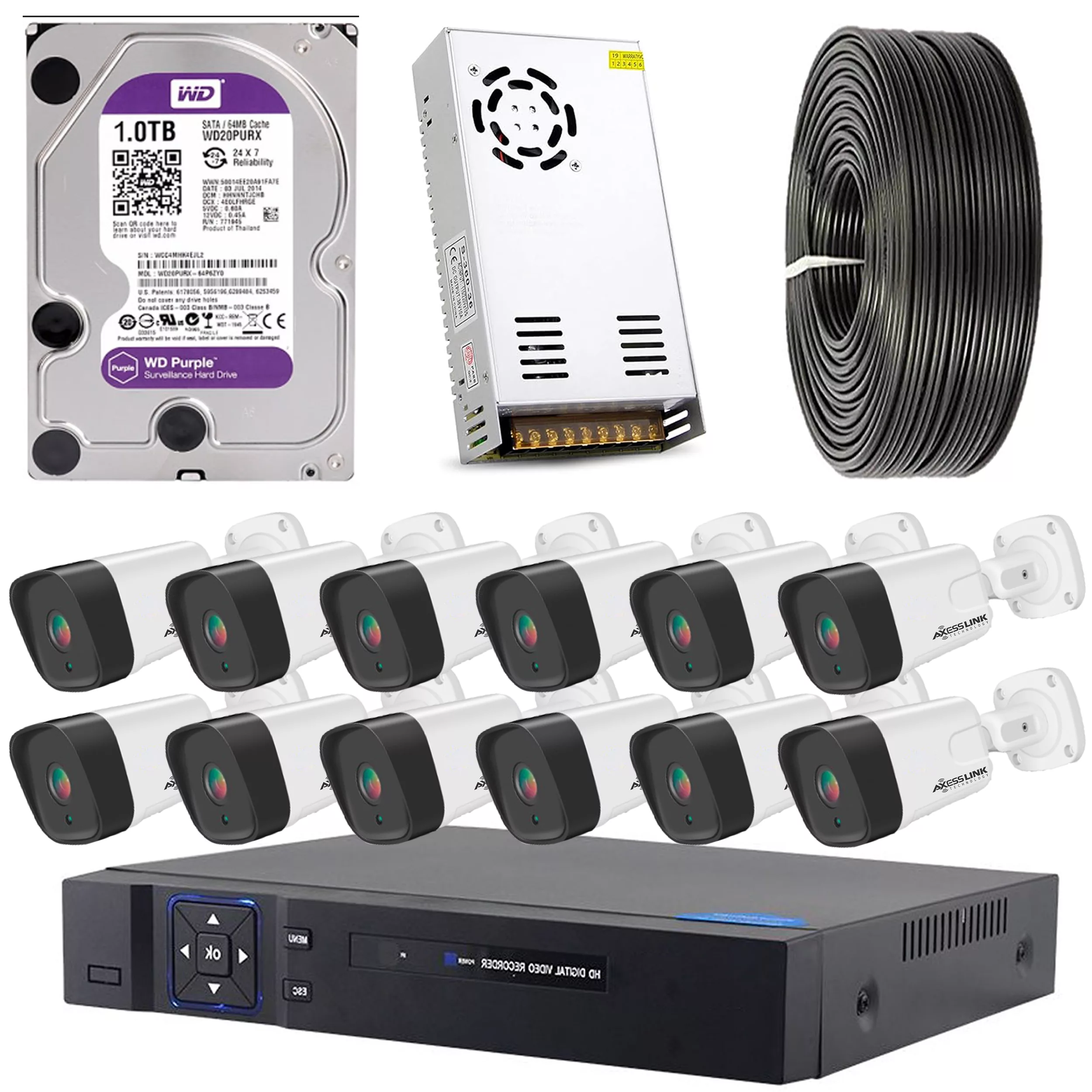 سیستم امنیتی نظارتی کامل مدل FULL HD KIT 012 SB - AXESSLINK