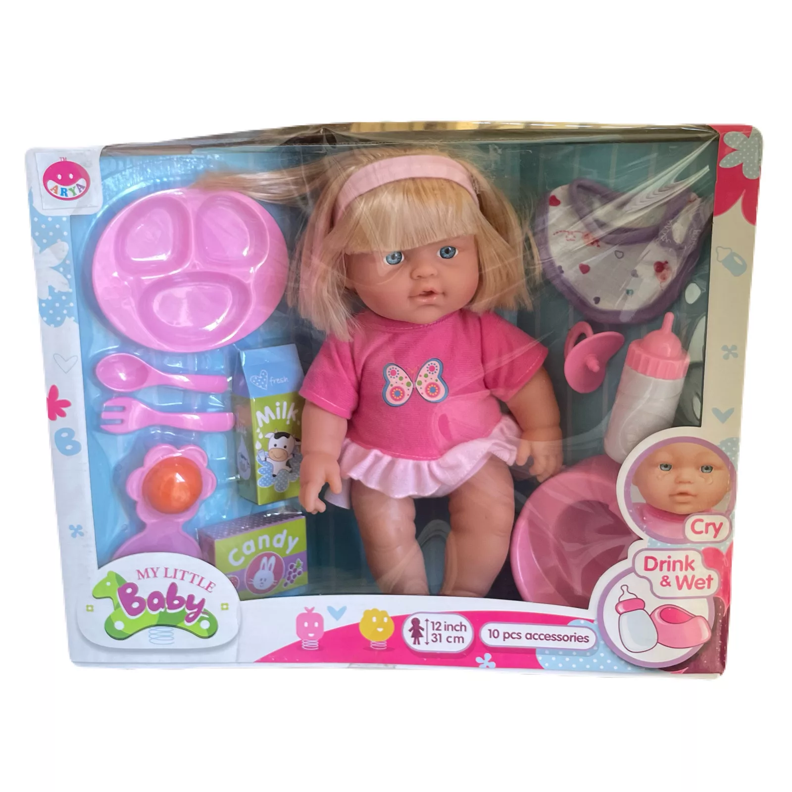 عروسک مدل my little baby کد 16019-1 طرح دختر ارتفاع 31 سانتی متر