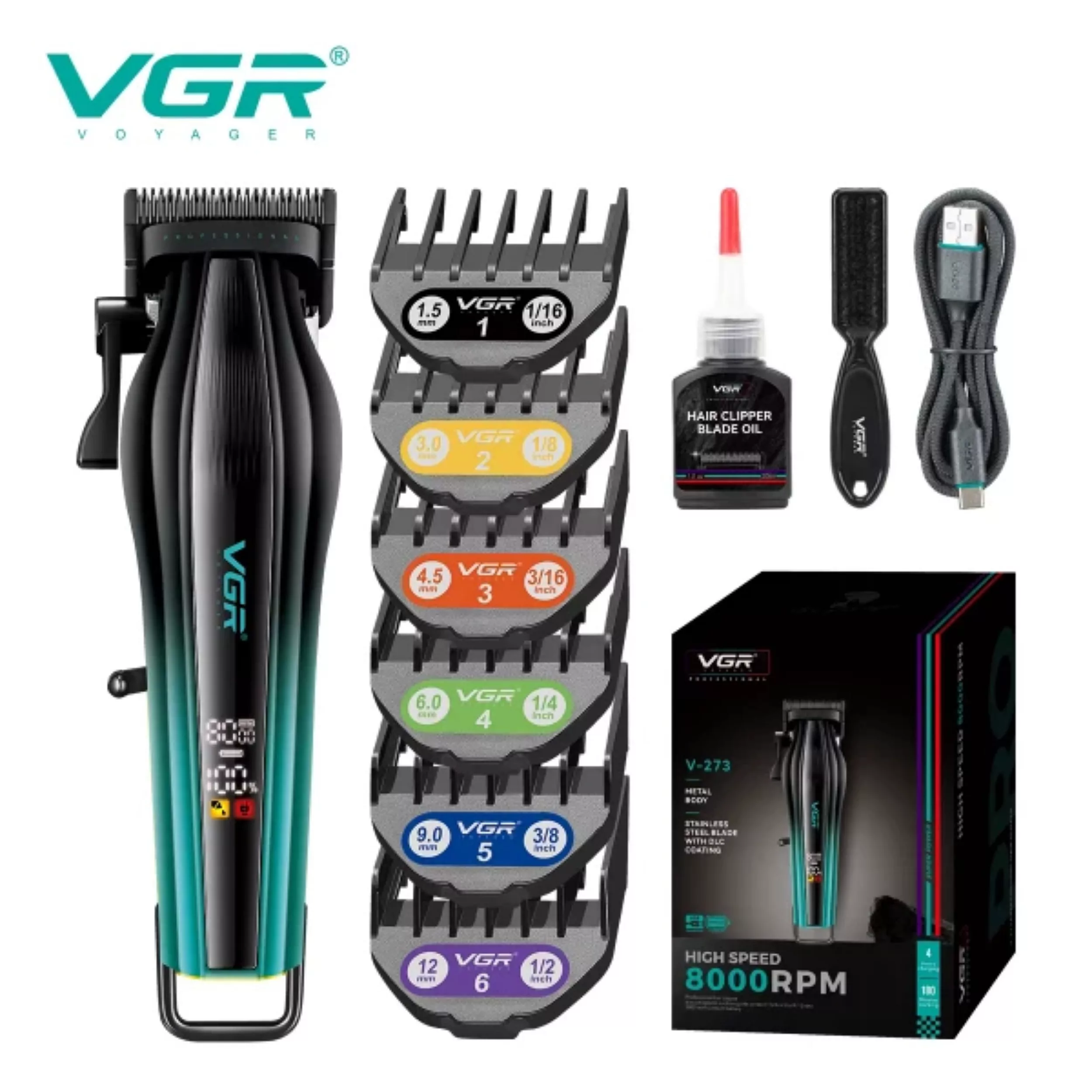 ماشین اصلاح موی سر و صورت شارژی وی جی ار مدل V-273