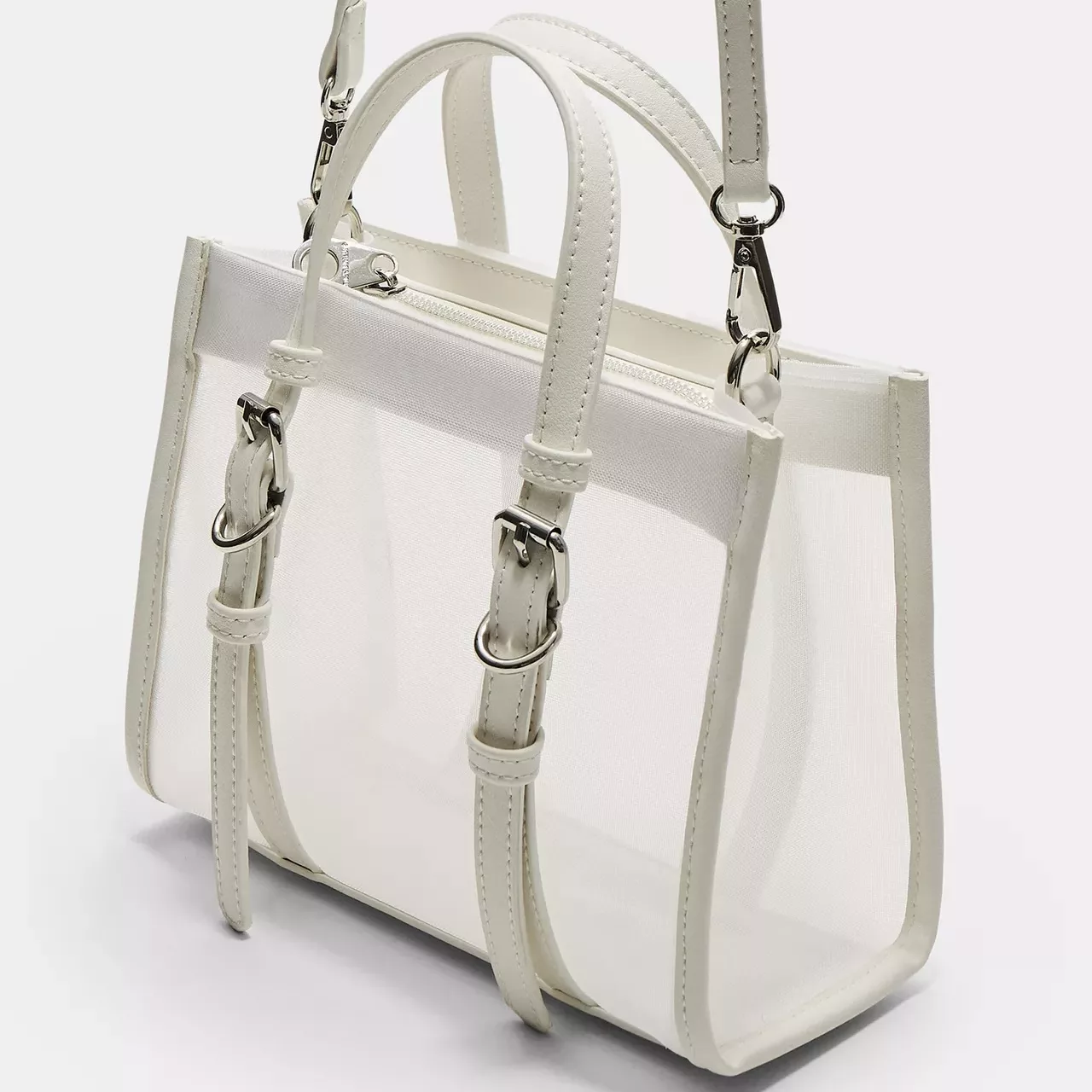 کیف دستی زنانه استرادیواریوس مدل Mesh tote 2025