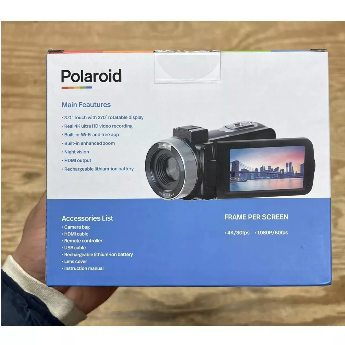 دوربین فیلم برداری پولاروید مدل 4K 18X Zoom Touch Screen