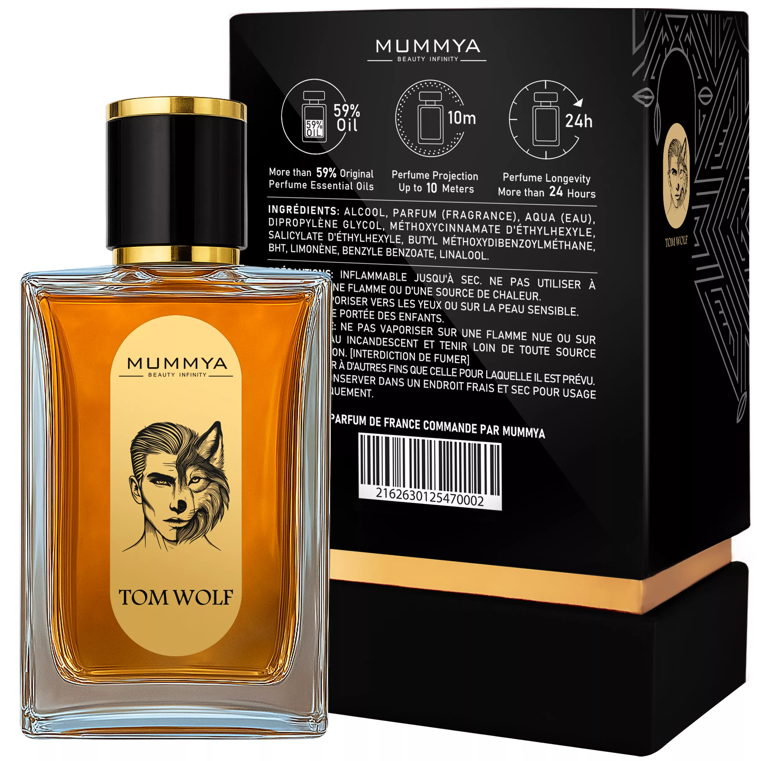 ادو پرفیوم مردانه مومیا مدل تام ولف کهربا با رایحه تلخ و گرم حجم 50 میلی لیتر