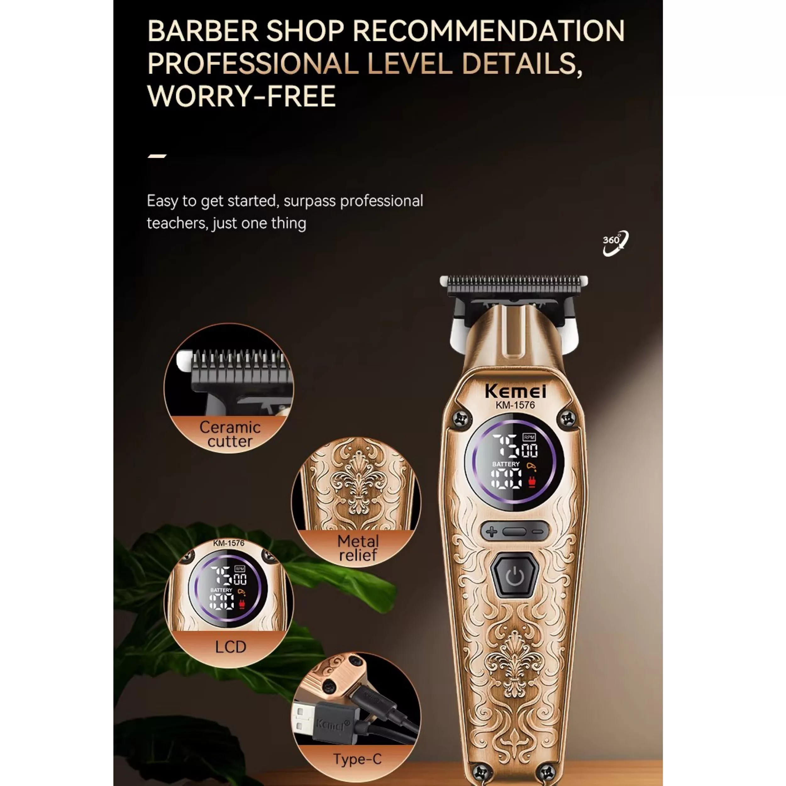 ماشین اصلاح موی سر و صورت شارژی کیمی مدل km-1576