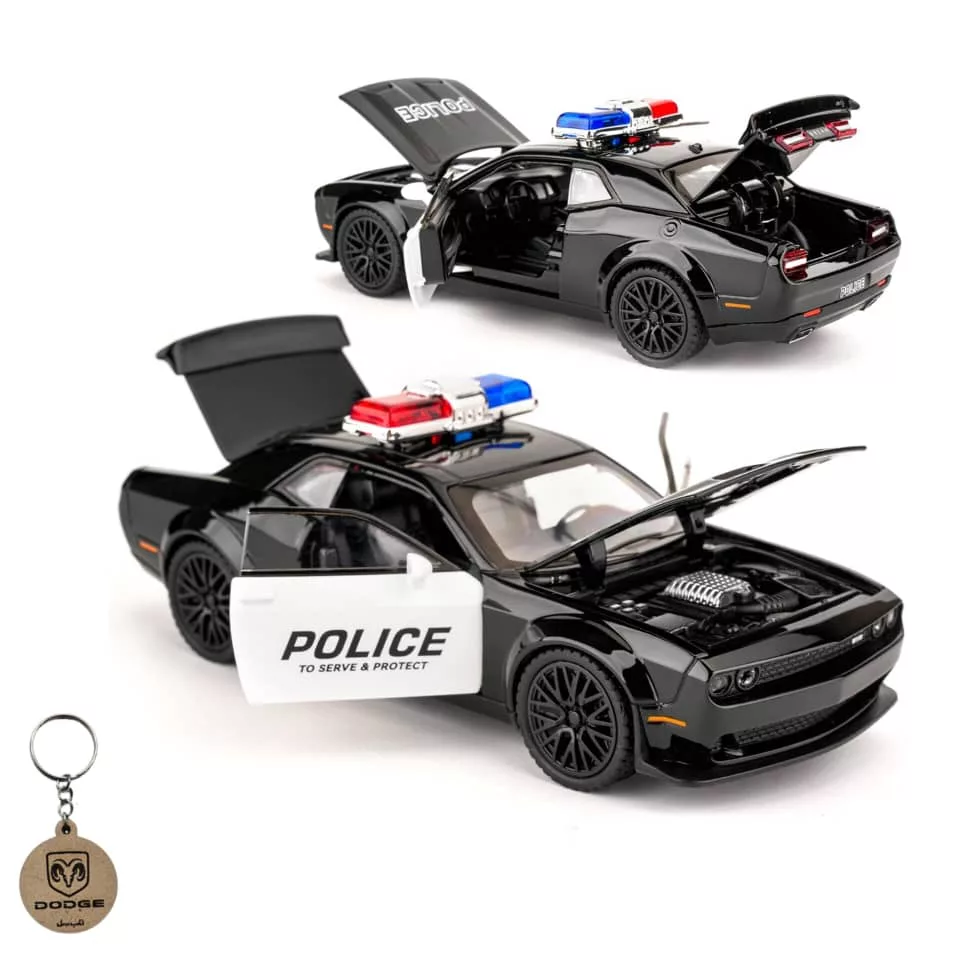 ماکت ماشین ناب سل مدل دوج چلنجر هلکت پلیس فلزی همراه با جاسوییچی Dodge Challenger SRT Police