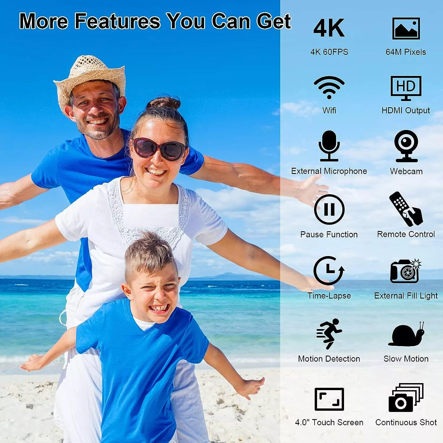 دوربین فیلم برداری مدل 4K Ultra HD 64MP Streaming 60fps With 64G SD Card