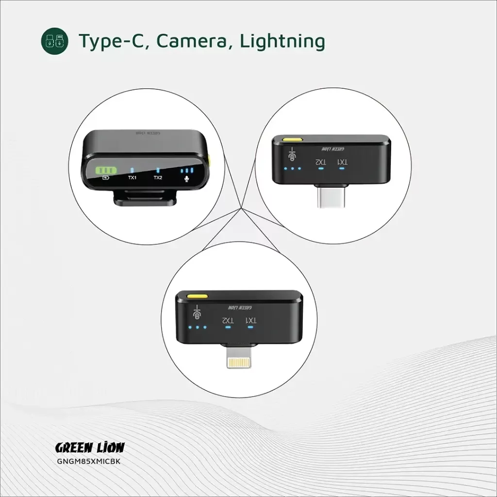 ست میکروفن بی سیم گرین لاین مدل GM-85X با درگاههای اتصال USB C