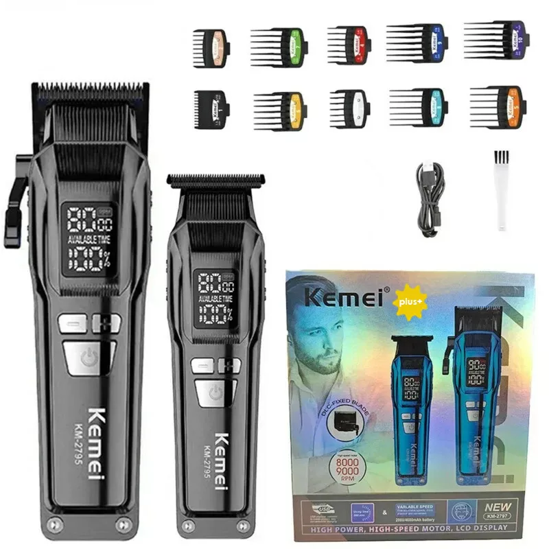 ماشین اصلاح موی سر و صورت شارژی کیمی مدل KM-2797-plus بسته 2 عددی