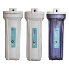 فیلتر دستگاه تصفیه آب آکوا پیورست مدل FL-03 مجموعه 3 عددی به همراه هوزینگ دستگاه تصفیه کننده آب مدل 10INCH مجموعه 3 عددی