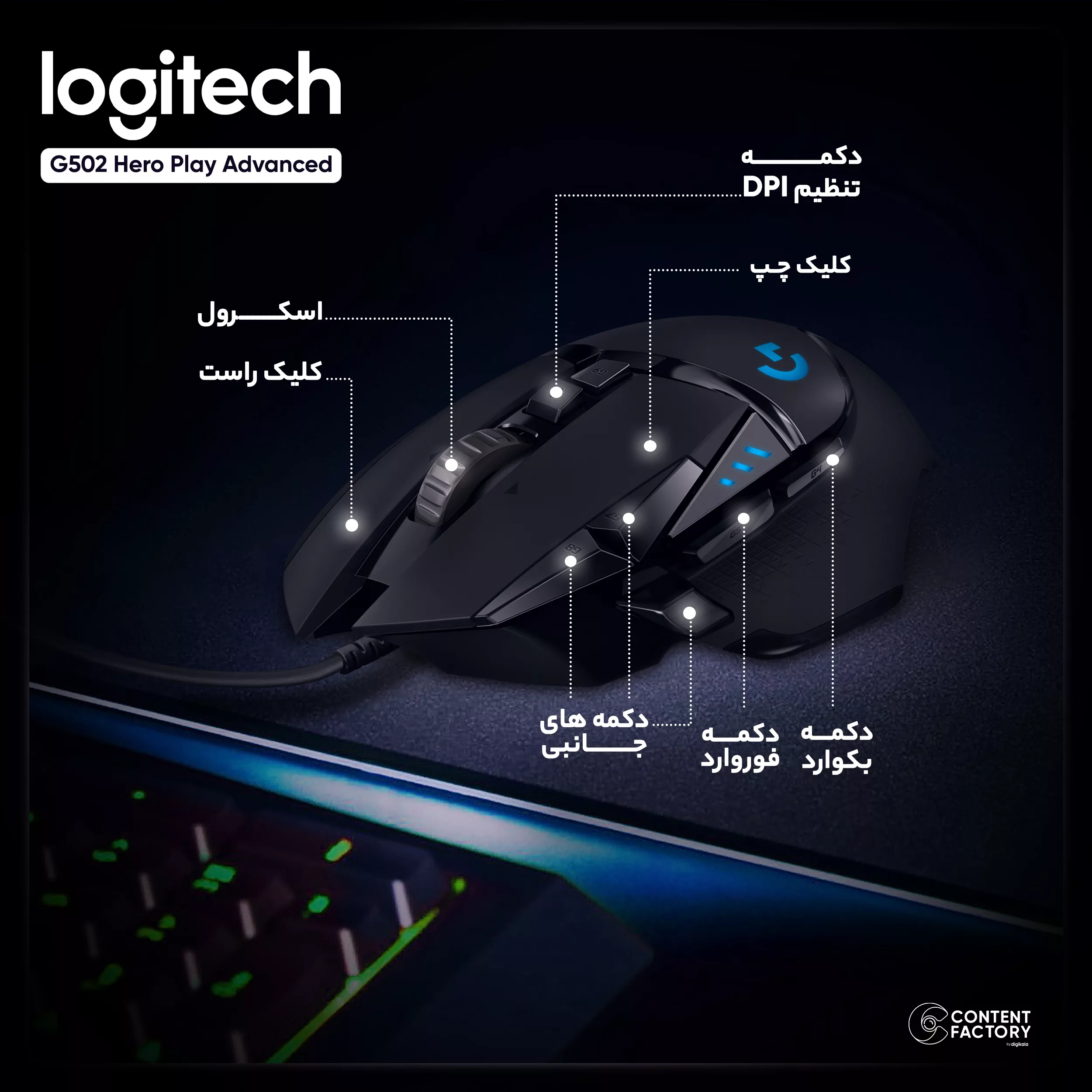 ماوس مخصوص بازی لاجیتک مدل G502 Hero