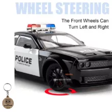 ماکت ماشین ناب سل مدل دوج چلنجر هلکت پلیس فلزی همراه با جاسوییچی Dodge Challenger SRT Police