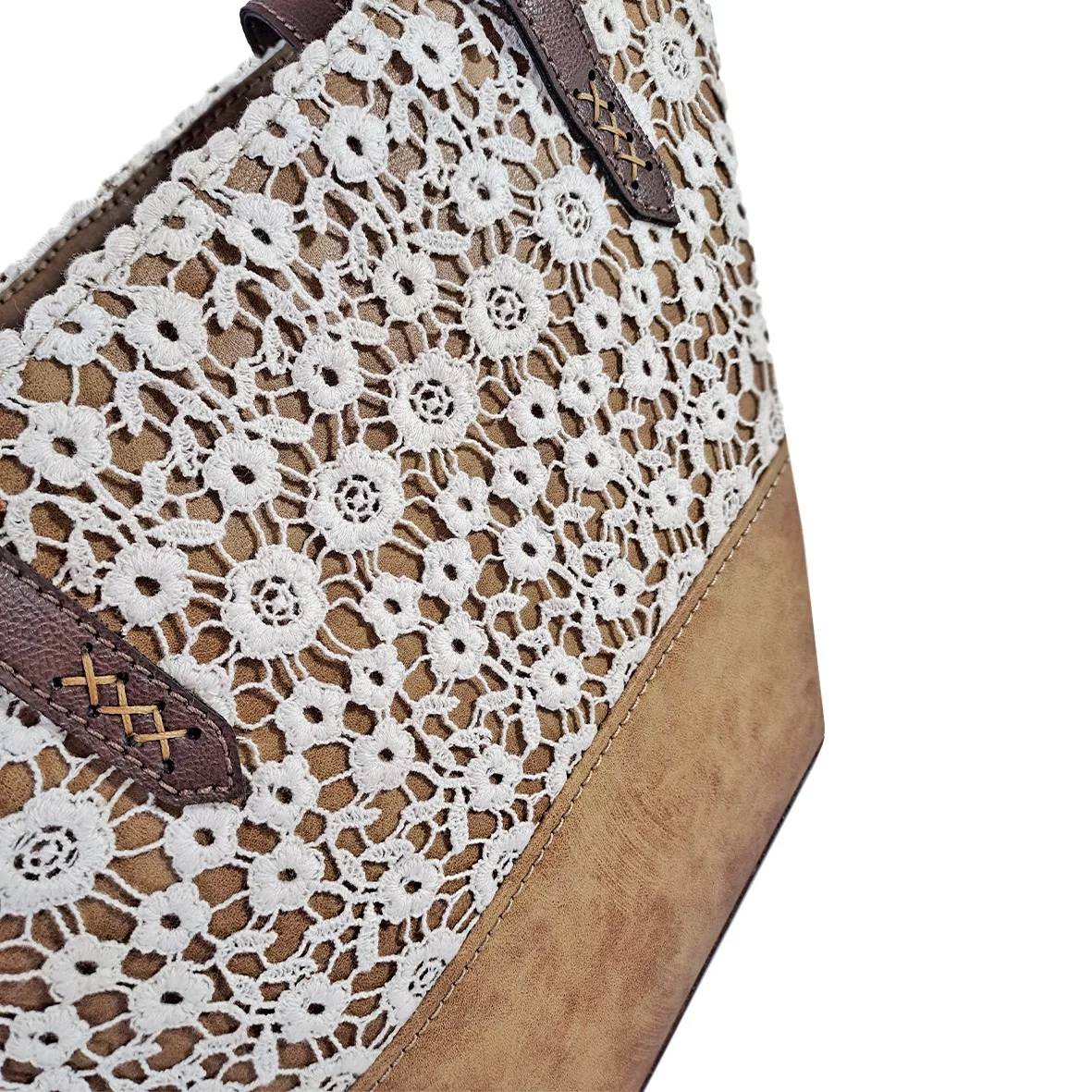 کیف رودوشی زنانه مدل گیپور و چرم