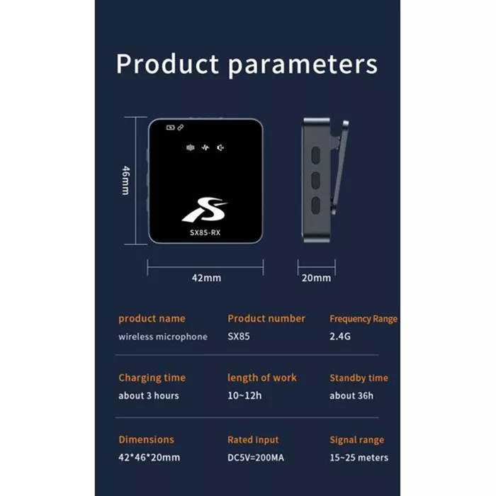 ست میکروفن یقه ای بی سیم مدل SX85 Dual Mic Type-c