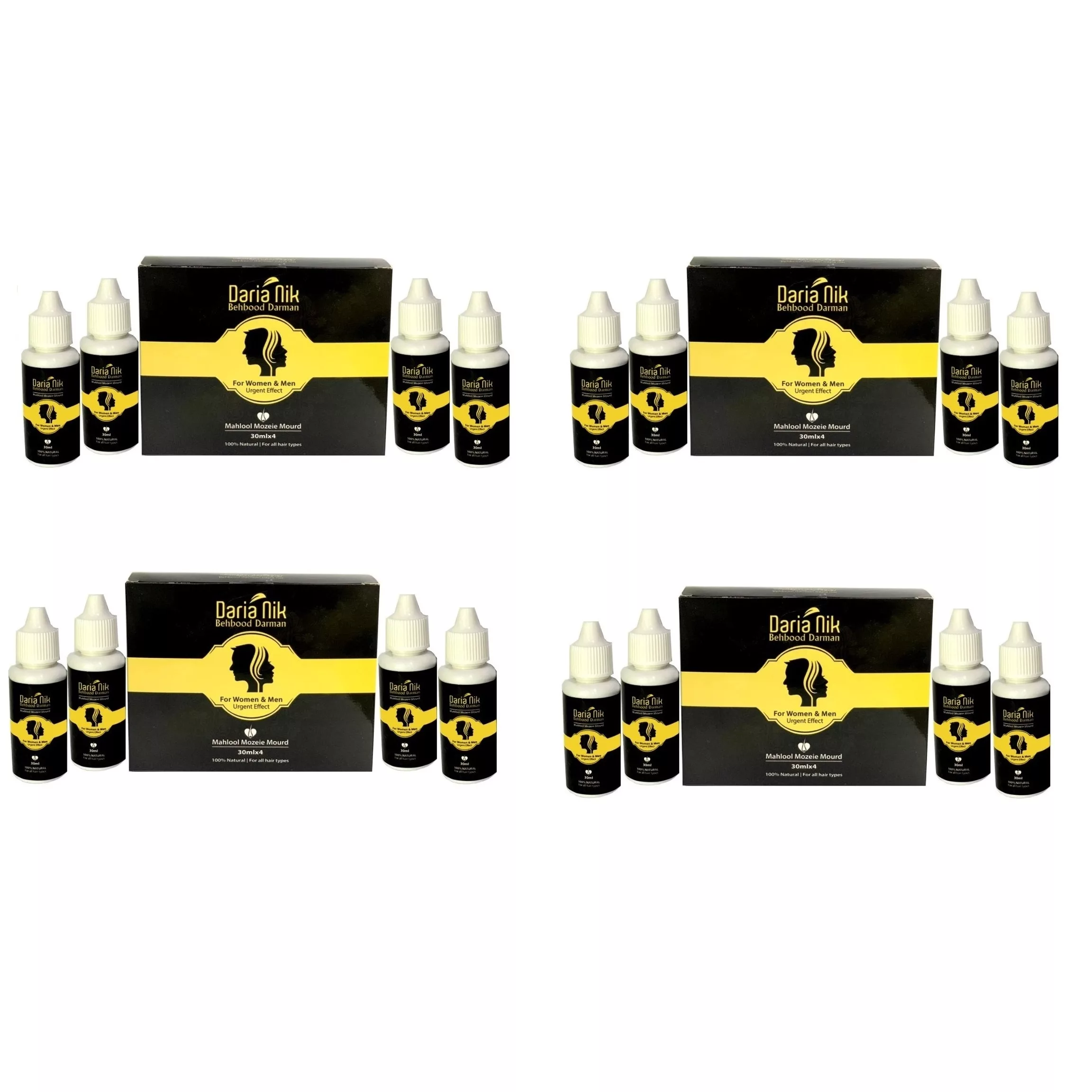 محلول ضد ریزش و رفع سفیدی مو و ابرو بهبود درمان داریا نیک مدل Mourd حجم 30 میلی لیتر مجموعه 4 عددی
