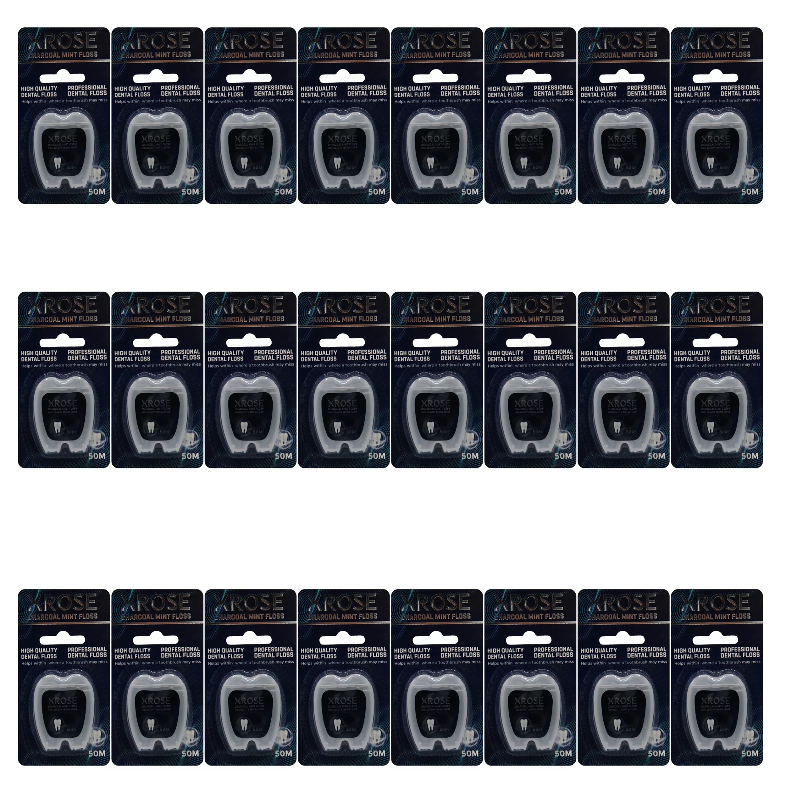 نخ دندان ایکس رز مدل Charcoal Mint Floss بسته 24 عددی