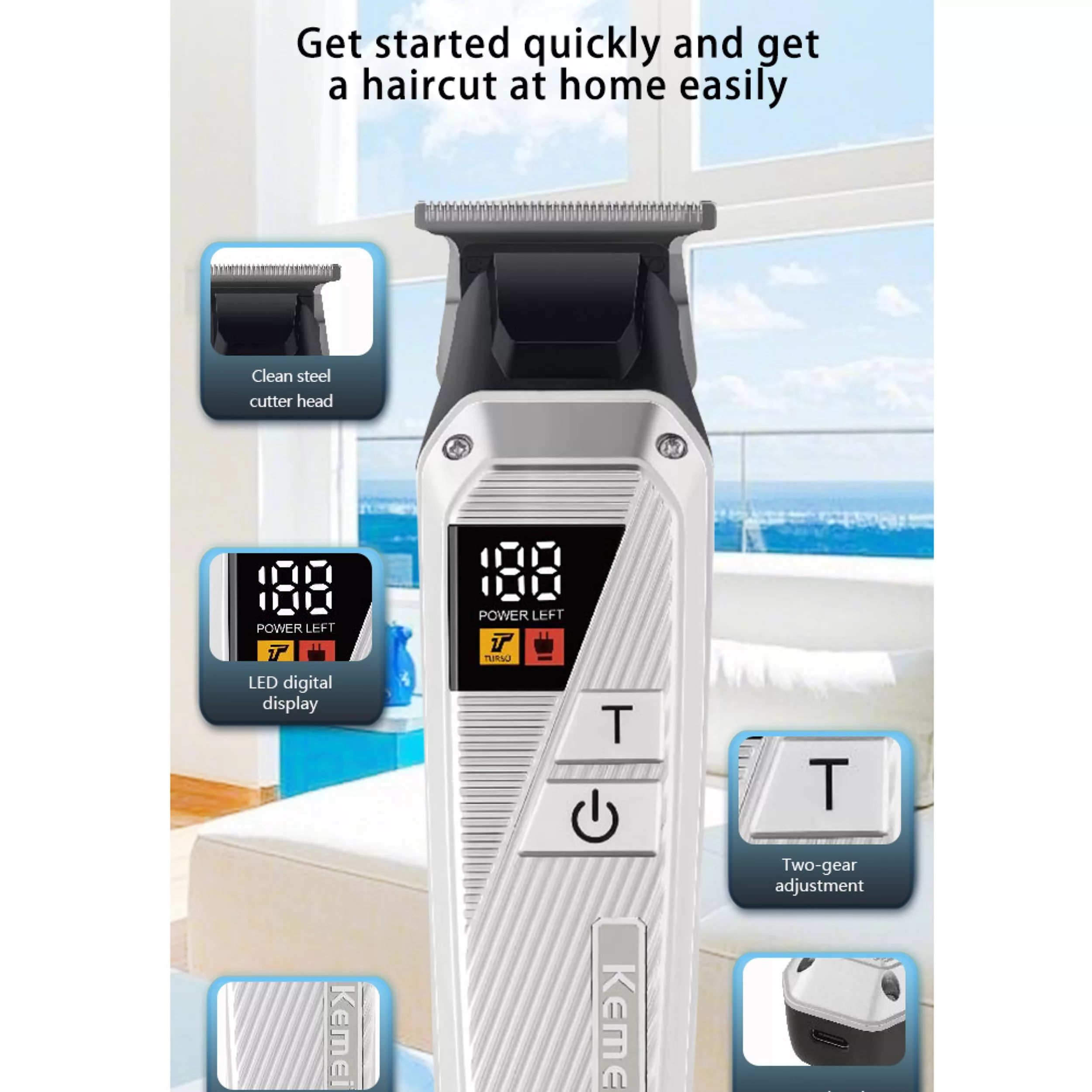 ماشین اصلاح موی سر و صورت شارژی کیمی مدل KM-1679