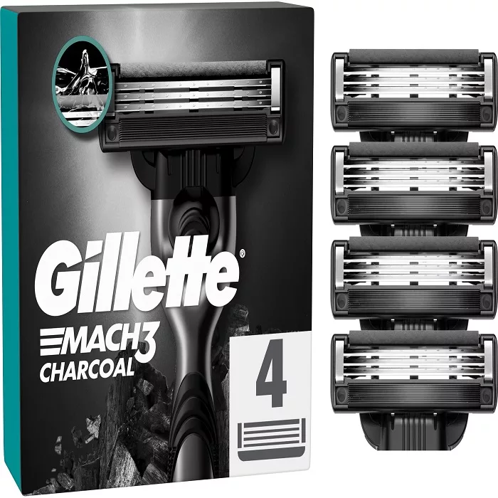 تیغ یدک ژیلت مدل MACH3 CHARCOAL بسته 4 عددی