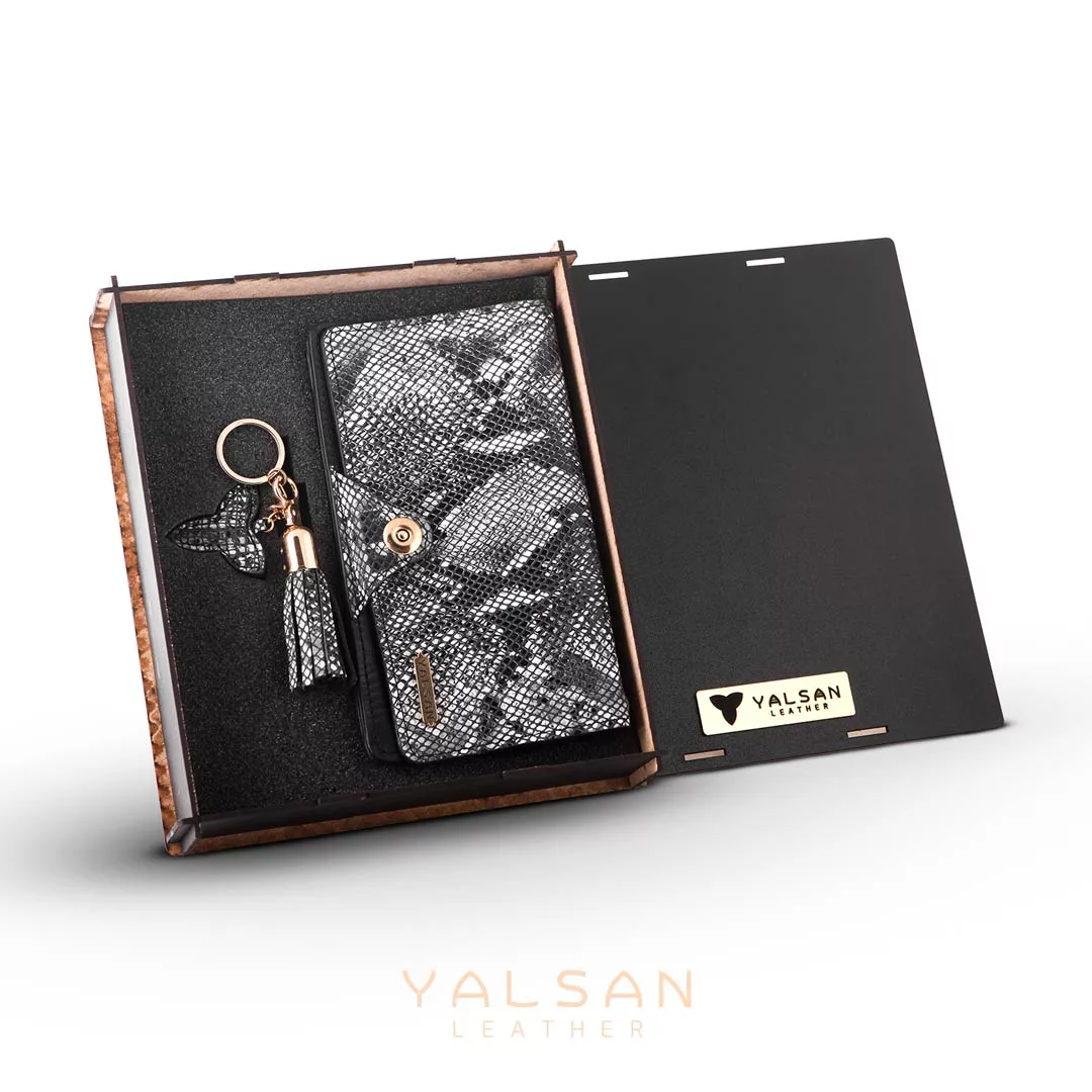 ست هدیه زنانه چرم یلسان مدل رادیس کد PRM-RTL-165-msk