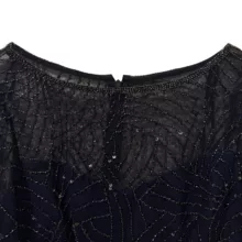 بلوز آستین کوتاه یقه گرد زنانه مدل JL3554 رنگ سورمه ای