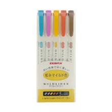 ماژیک علامت گذار دوسر زبرا مدل MILDLINER بسته 5 عددی