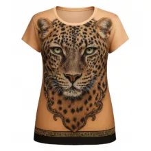 تی‌شرت آستین تا روی شانه زنانه مدل پلنگی 065